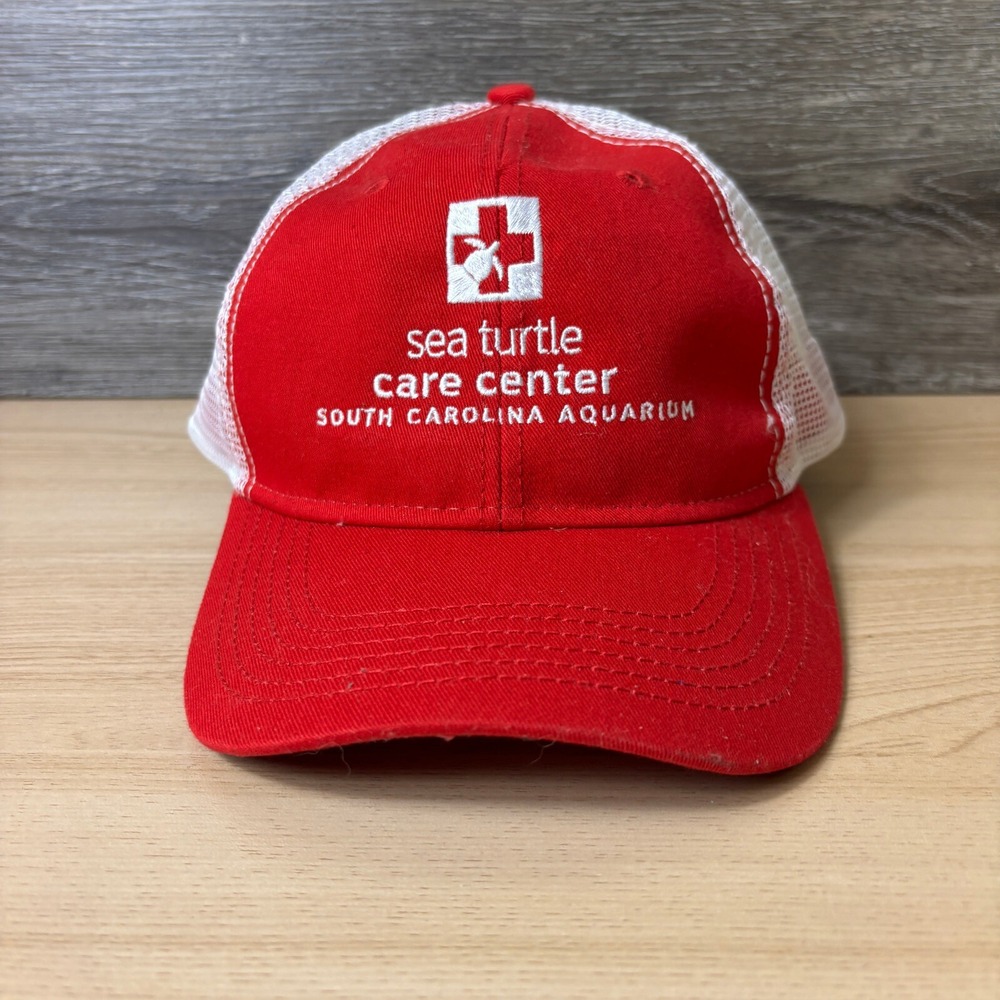 South Carolina Aquarium Hat Cap Strap Back Red Sea Turtle Care Center Adjustable